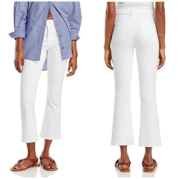 L'Agence Womens Mira White Ultra High-Rise Kick Boot Denim Cropped Jeans Size 29 - Picture 1 of 14